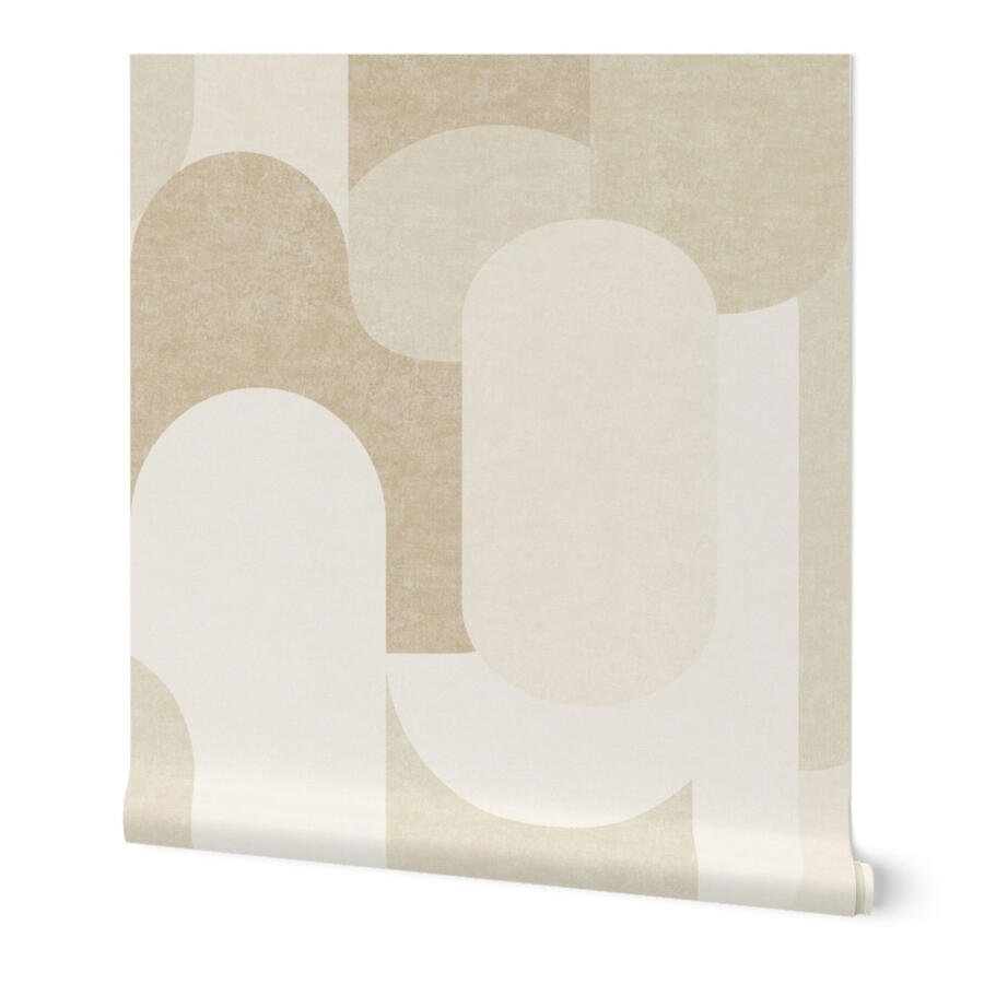 Organic Arch Shapes Abstract organic arch shapes wallpaper in cream and oatmeal by Ania Malt